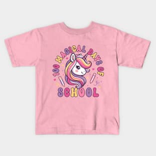 100 Days Of School 100 Magical Days Of School Cute Unicorn Kids T-Shirt